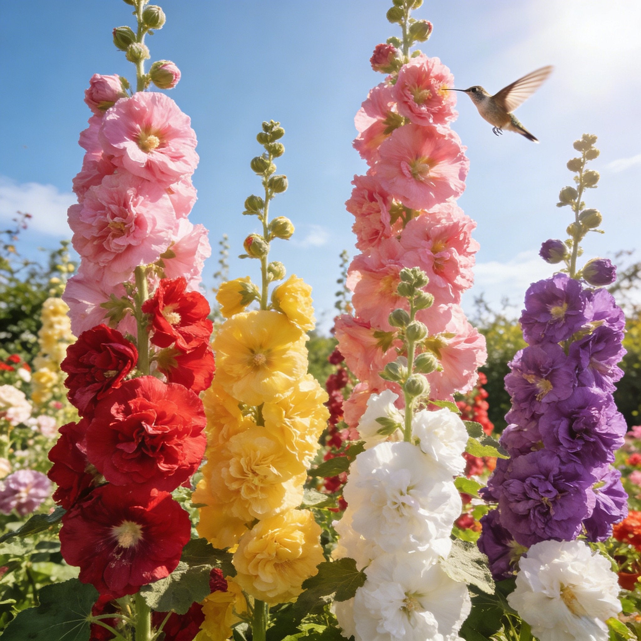 🌸Double Hollyhocks: The "Towering Peonies" of the Garden World