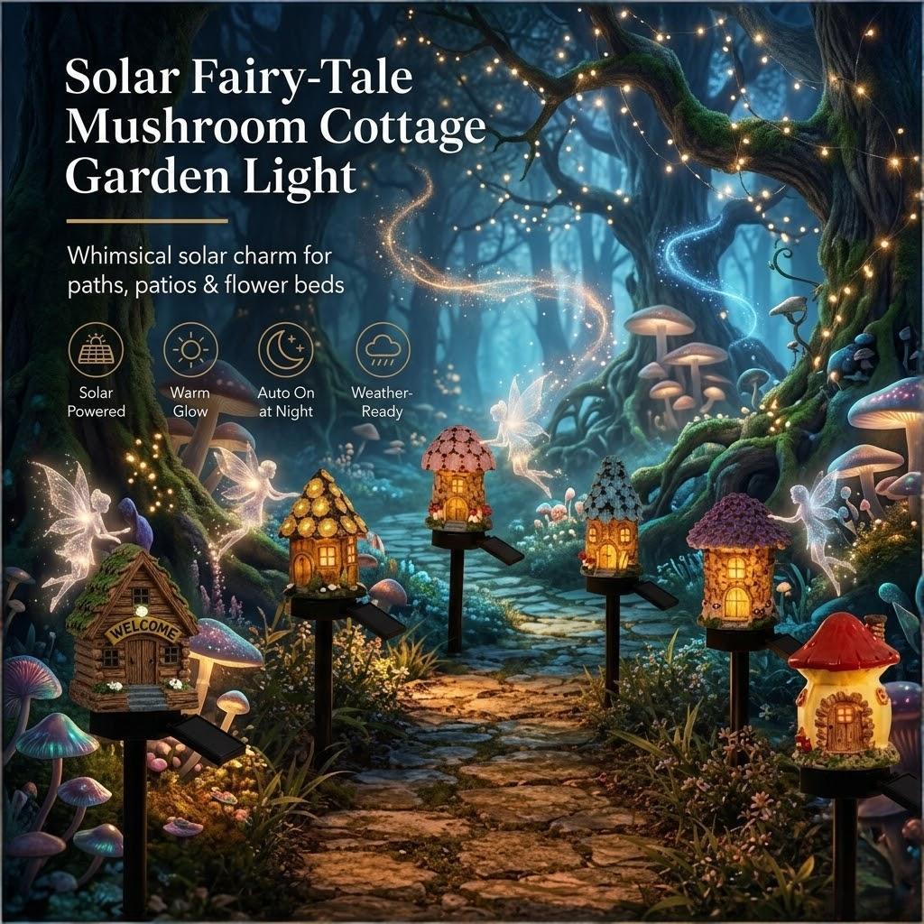 🔥Limited 60% OFF🔥-🍄✨ Turn Your Backyard Into An Enchanted Fairy Forest! Solar Mushroom Cottage Garden Light