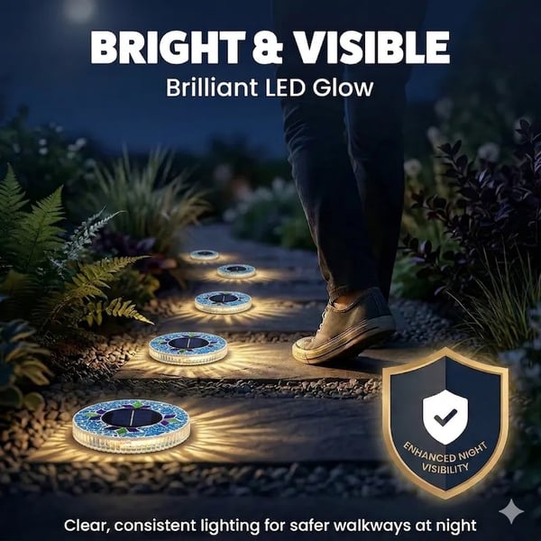 ✨ Limited 60% OFF🔥-☀️Mosaic Solar LED Disk Lights Add a Magical Glow to Your Garden, Patio & Walkway💙