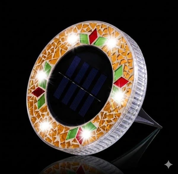 ✨ Limited 60% OFF🔥-☀️Mosaic Solar LED Disk Lights Add a Magical Glow to Your Garden, Patio & Walkway💙