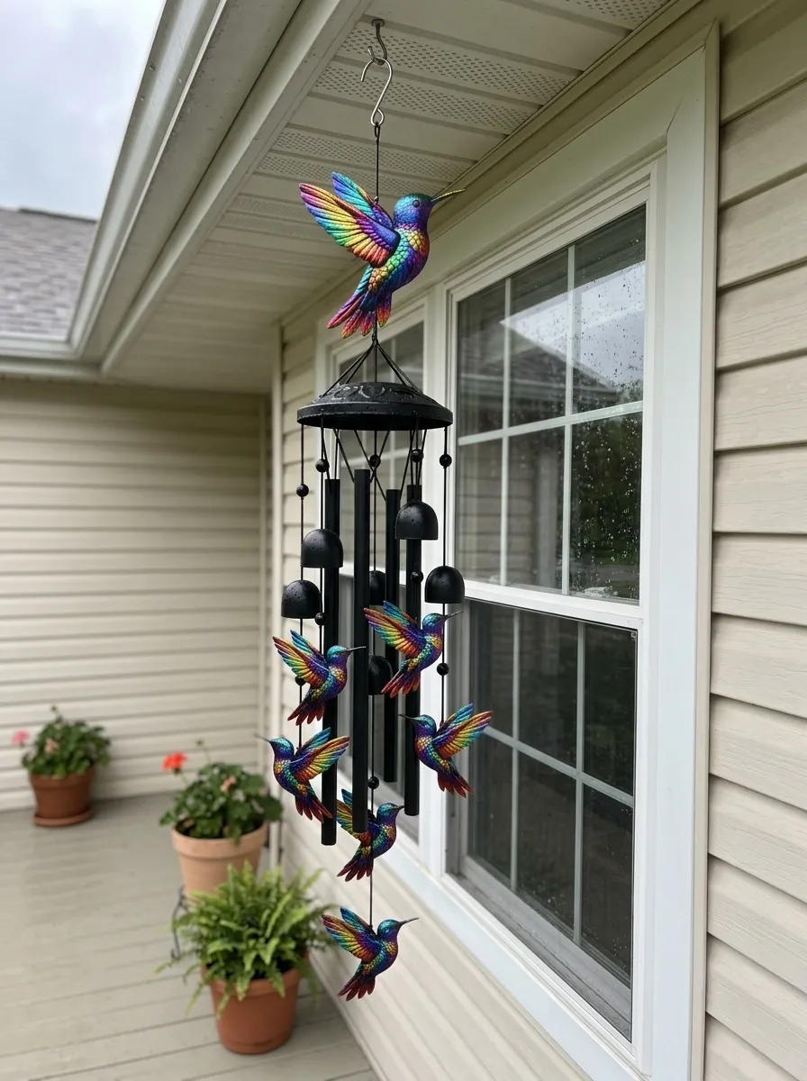 🔥Limited 60% OFF🔥-🐦Vintage Colorful Hummingbird Wind Chime with Metal Tubes and Bells (Handmade by Jordan Maynard®)