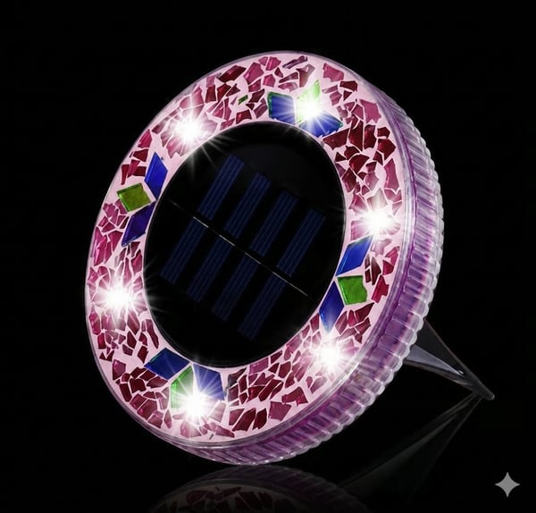 ✨ Limited 60% OFF🔥-☀️Mosaic Solar LED Disk Lights Add a Magical Glow to Your Garden, Patio & Walkway💙