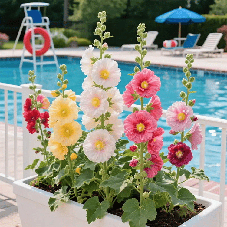 🌸Double Hollyhocks: The "Towering Peonies" of the Garden World