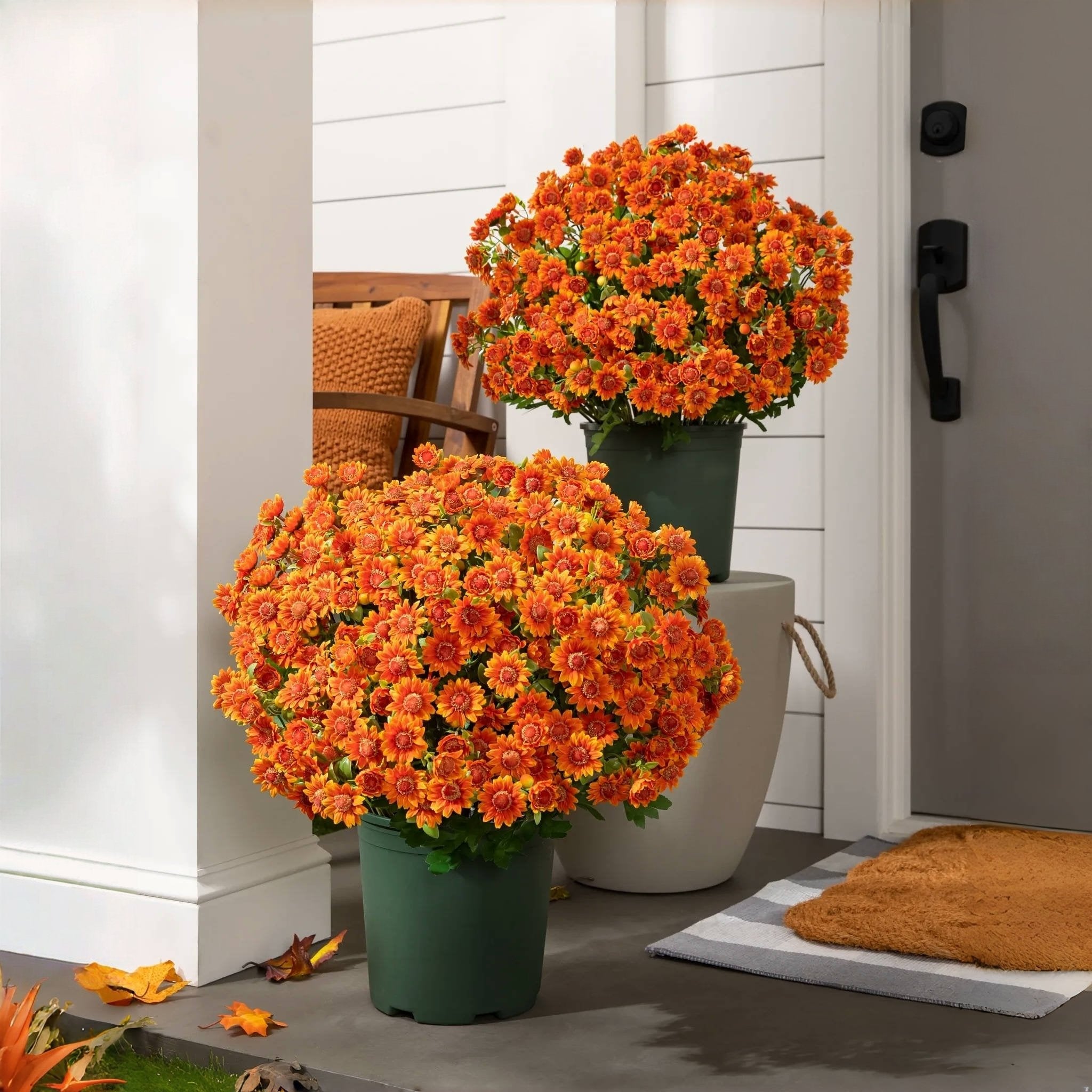 🔥 $9.96 On Sale Only Today 🌱 Artificial Outdoor Sunset Mums Flowers - UV resistant, Waterproof, Windproof