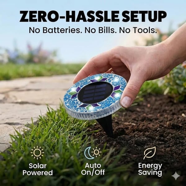 ✨ Limited 60% OFF🔥-☀️Mosaic Solar LED Disk Lights Add a Magical Glow to Your Garden, Patio & Walkway💙