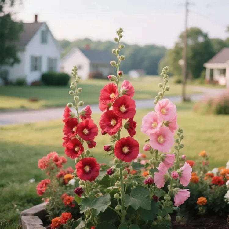 🌸Double Hollyhocks: The "Towering Peonies" of the Garden World
