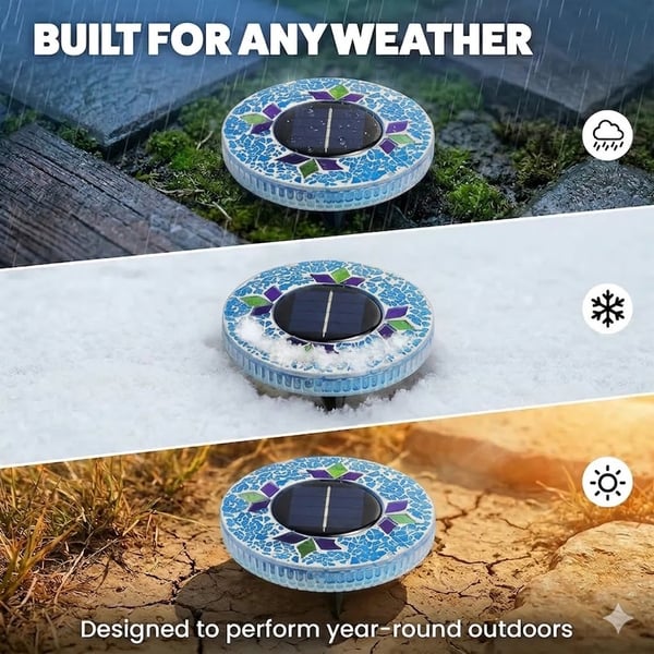 ✨ Limited 60% OFF🔥-☀️Mosaic Solar LED Disk Lights Add a Magical Glow to Your Garden, Patio & Walkway💙