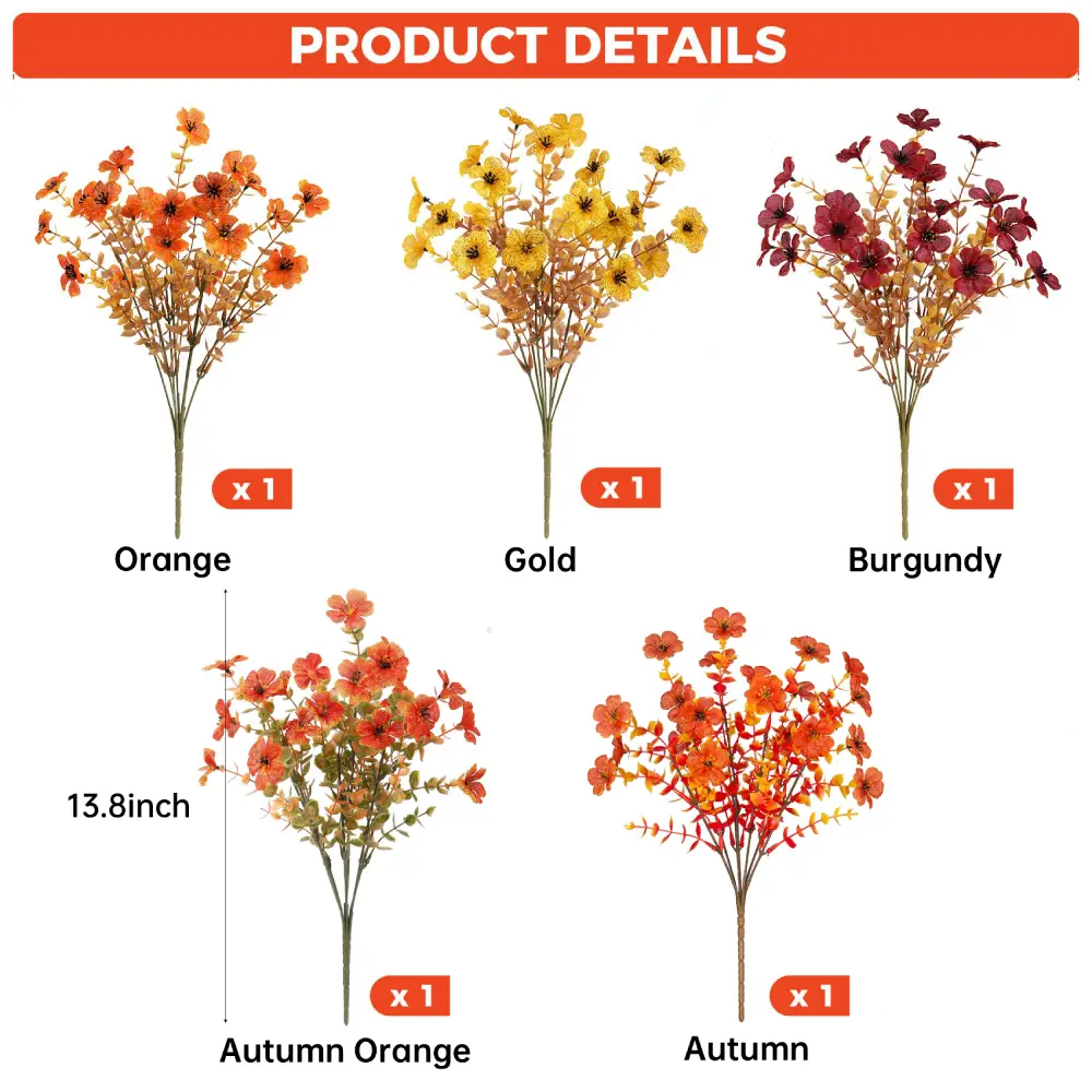 🏆 50K+ SOLD! 🌼Lifelike UV-Resistant Autumn Flowers – Waterproof, Windproof & Perfect for Fall Decor 🍂