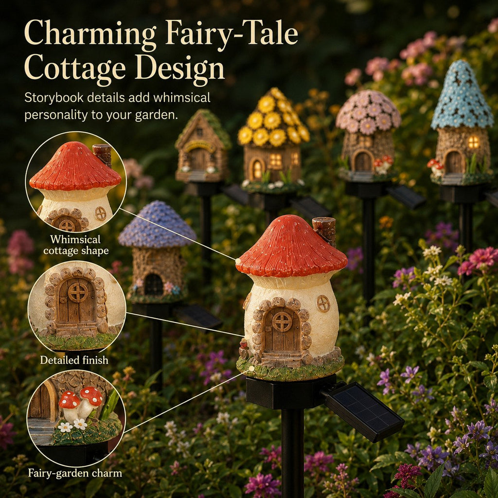 🔥Limited 60% OFF🔥-🍄✨ Turn Your Backyard Into An Enchanted Fairy Forest! Solar Mushroom Cottage Garden Light