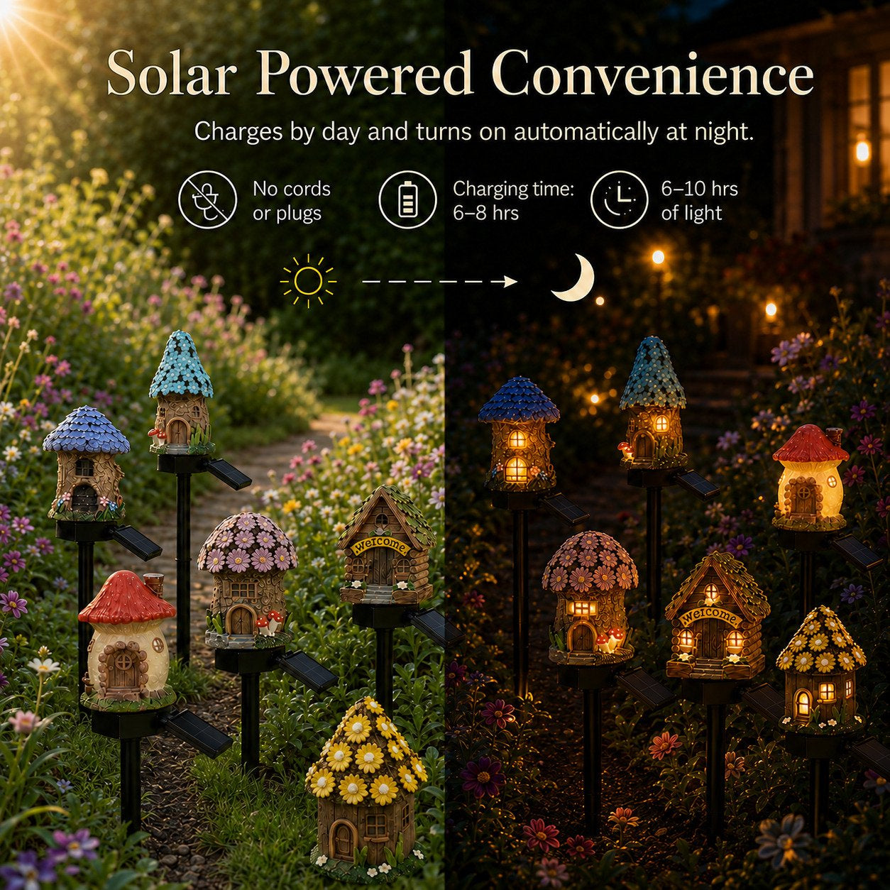 🔥Limited 60% OFF🔥-🍄✨ Turn Your Backyard Into An Enchanted Fairy Forest! Solar Mushroom Cottage Garden Light