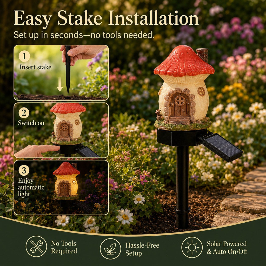 🔥Limited 60% OFF🔥-🍄✨ Turn Your Backyard Into An Enchanted Fairy Forest! Solar Mushroom Cottage Garden Light