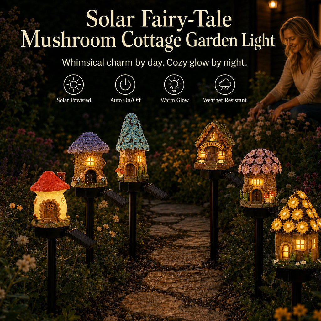 🔥Limited 60% OFF🔥-🍄✨ Turn Your Backyard Into An Enchanted Fairy Forest! Solar Mushroom Cottage Garden Light