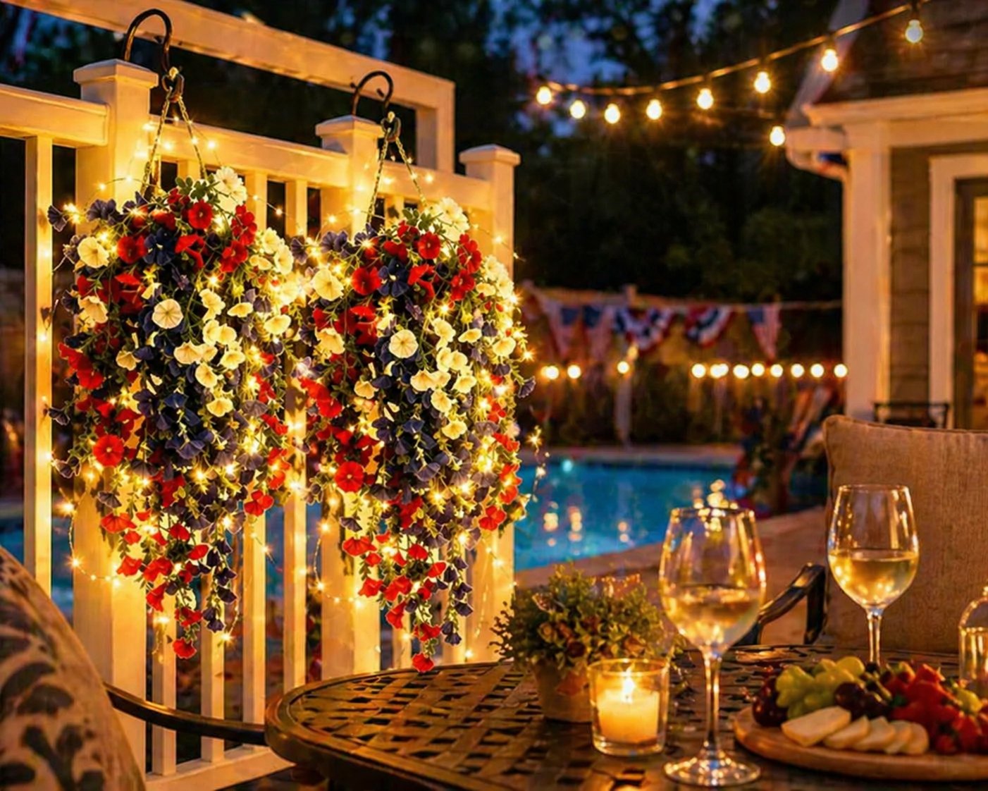 ✨✨🇺🇸 Celebrate the 250th anniversary of the United States with patriotic-style hanging bouquets