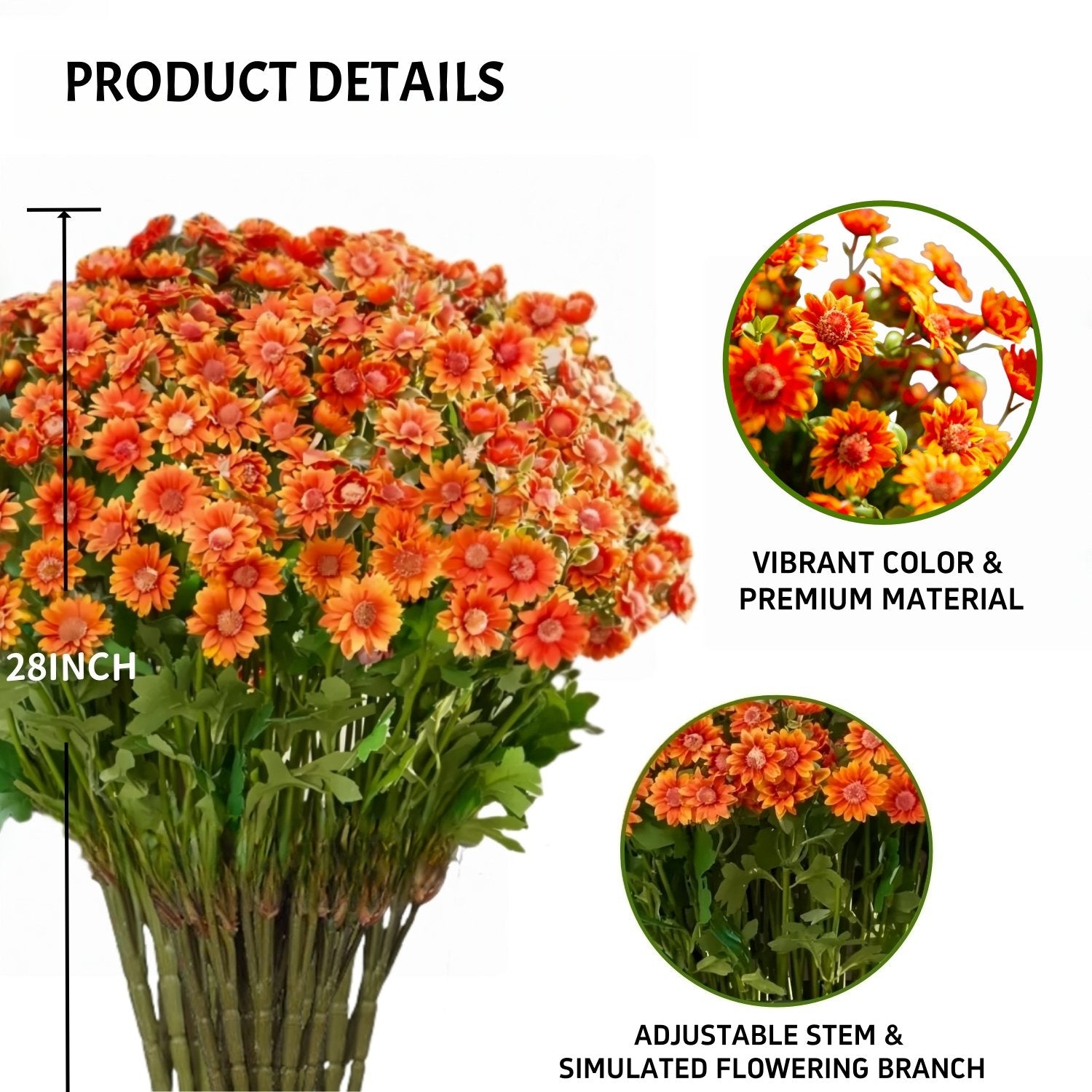 🔥 $9.96 On Sale Only Today 🌱 Artificial Outdoor Sunset Mums Flowers - UV resistant, Waterproof, Windproof